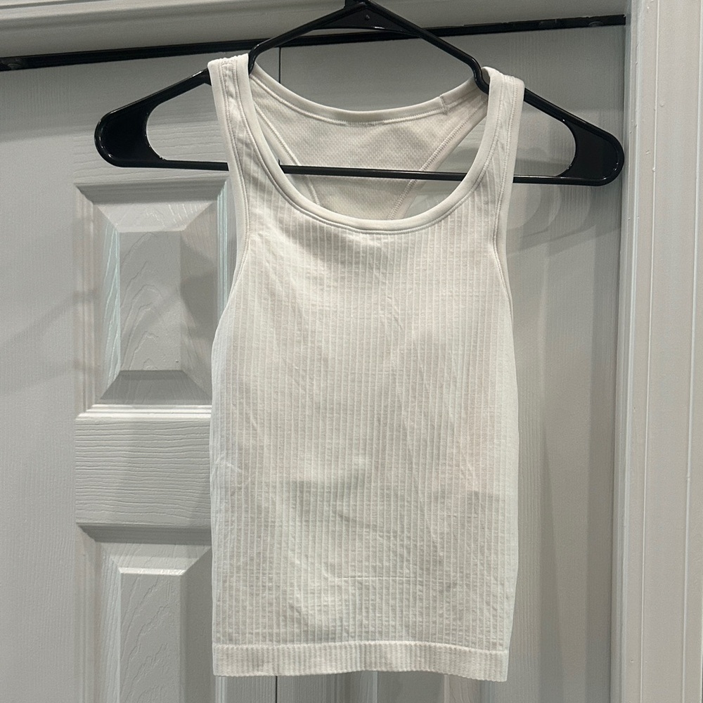 Lululemon Athletica White Ribbed Tank Top